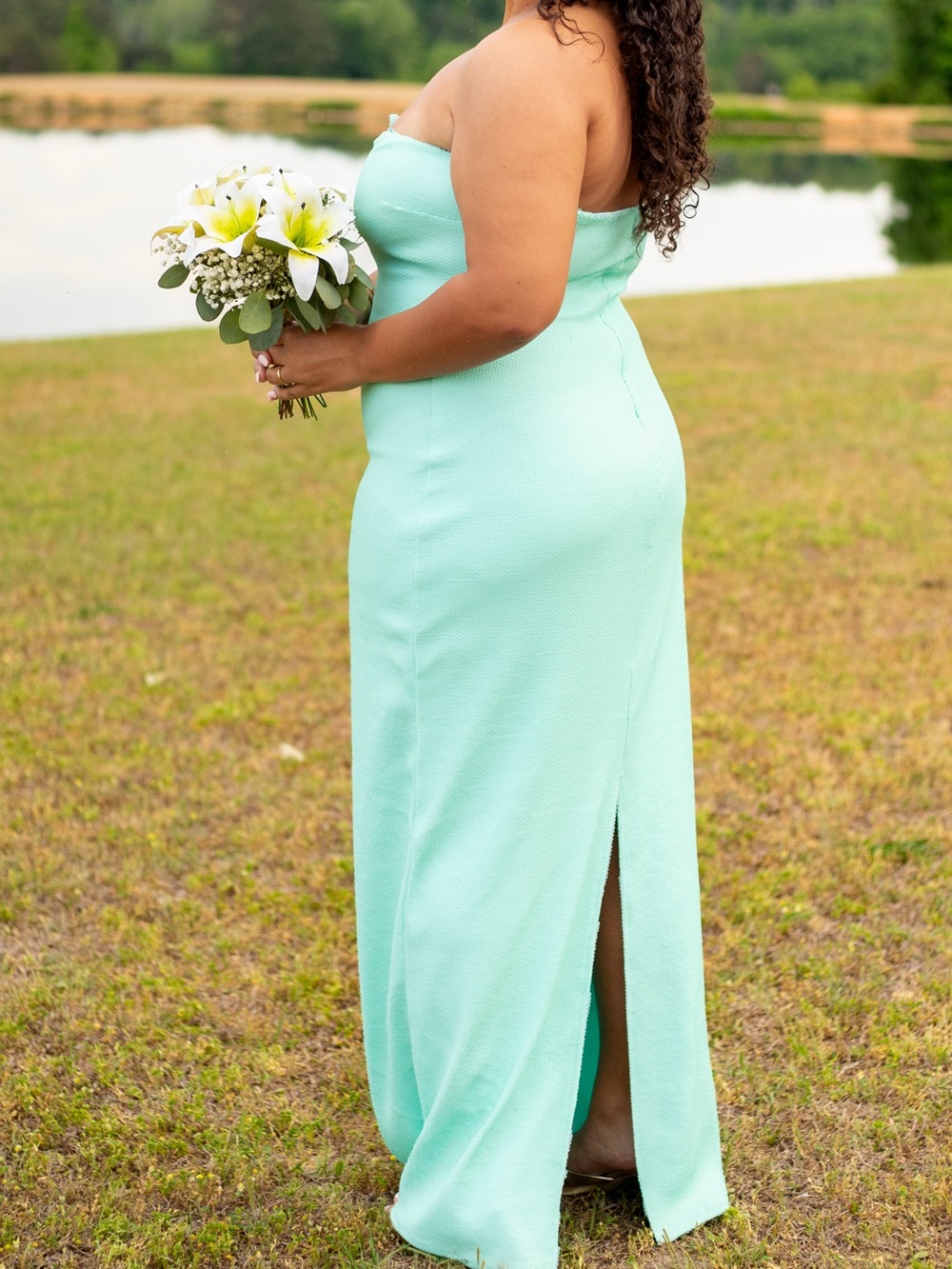 Meshki Strapless Mint Green Maxi Gown